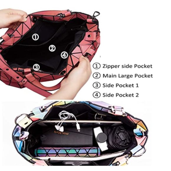 Red Geometric Holographic Flash Reflective Bag - Picture 6 of 8